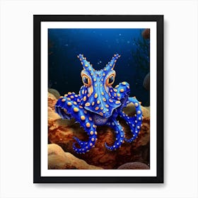 Southern Blue Ringed Octopus Illustration 1 Art Print