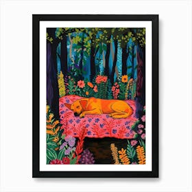 Dog In The Forest Art Print