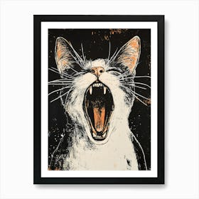 Fantastic Screaming Cat Art Print