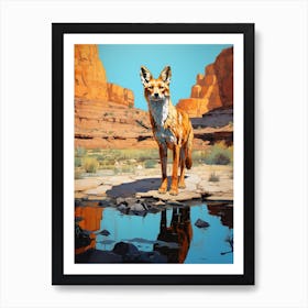 Red Fox Desert Painting 3 Art Print