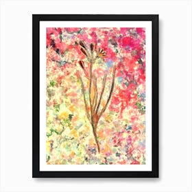 Impressionist Amaryllis Montana Botanical Painting in Blush Pink and Gold Art Print