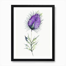 Thistle Leaf Minimalist Watercolour 2 Art Print