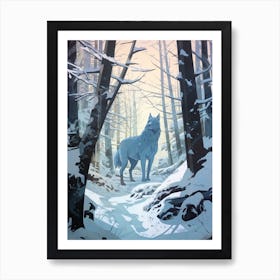 Winter Gray Wolf 3 Illustration Art Print