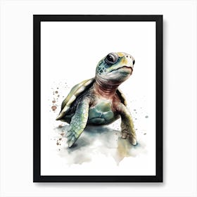 Baby Turtle Watercolour Nursery 1 Art Print