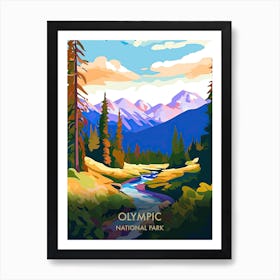 Olympic National Park Travel Poster Illustration Style 6 Art Print