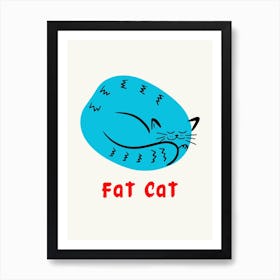 Fat Cat Blue Art Print