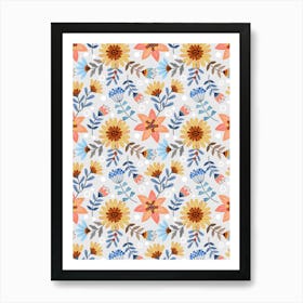 Watercolor Floral Pattern Art Print