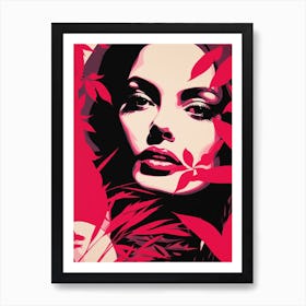 Woman In Red Leaves 1 Art Print