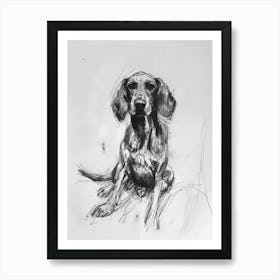 Bluetick Hound Dog Charcoal Line 2 Art Print