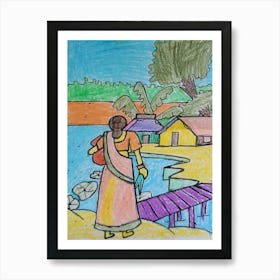 Lady By The Water Art Print