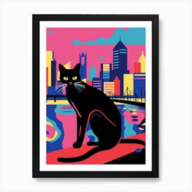 Philadelphia, United States Skyline With A Cat 1 Art Print