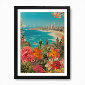 Bondi Beach   Floral Retro Collage Style 4 Art Print