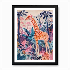 Purple Giraffe Watercolour Illustration 1 Art Print