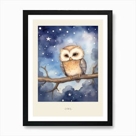 Baby Owl 2 Sleeping In The Clouds Nursery Poster Art Print