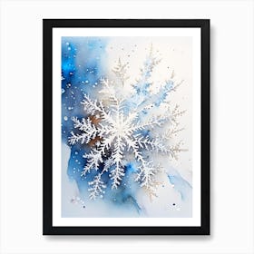 Stellar Dendrites, Snowflakes, Storybook Watercolours 4 Art Print