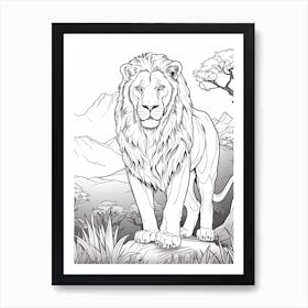 The Pride Lands (The Lion King) Fantasy Inspired Line Art 2 Art Print