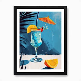 Blue Lagoon Tropical Cocktail Art Print