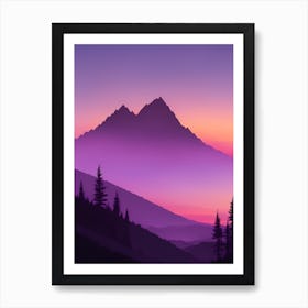 Misty Mountains Vertical Composition In Purple Tone 37 Art Print