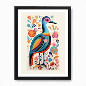 Colourful Scandi Bird Duck 2 Art Print