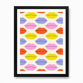 Lips Retro Pattern Art Print