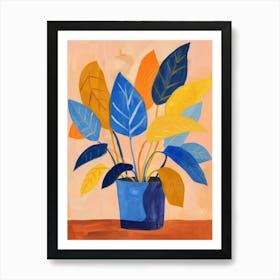 Blue And Orange Leaves 1 Art Print