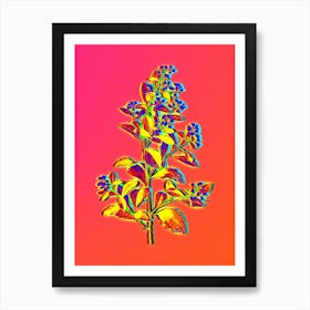 Neon Eastern Baccharis Botanical in Hot Pink and Electric Blue Art Print
