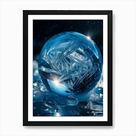 Frozen Reality Captured In A Crystalline Ice Sphere Macro Photography Style Detailed Reflections A (1) Art Print