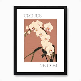 Orchids In Bloom Flowers Bold Illustration 2 Art Print
