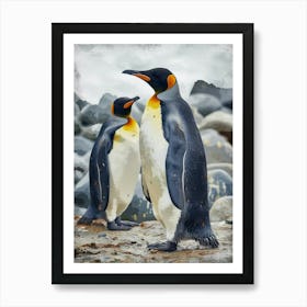 King Penguin Floreana Island Colour Block Painting 1 Art Print