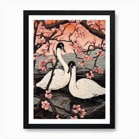 Art Nouveau Birds Poster Swan 1 Art Print