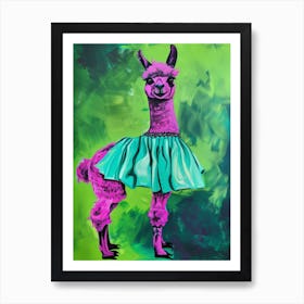 Animal Party: Crumpled Cute Critters with Cocktails and Cigars Llama In A Dress Art Print