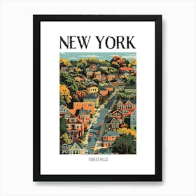 Forest Hills New York Colourful Silkscreen Illustration 4 Poster Art Print