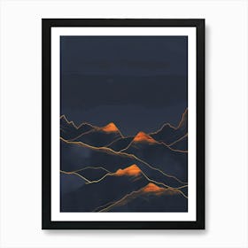 Mountains In The Night Art Print