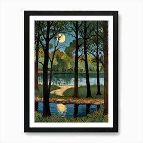 William Morris Moonlight In The Woods 30 Art Print