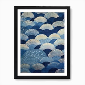 Blue And White Fans Art Print