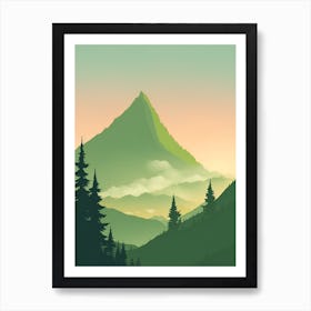 Misty Mountains Vertical Composition In Green Tone 124 Art Print