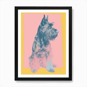 Colourful Black Russian Terrier Dog Illustration 1 Art Print