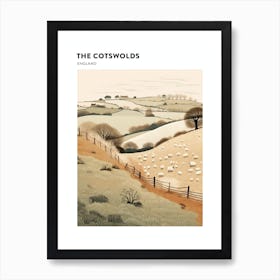 The Cotswolds England 4 Hiking Trail Landscape Poster Art Print