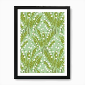 LILY OF THE VALLEY Delicate Garden Floral Botanical in Spring Green White Pink Art Print