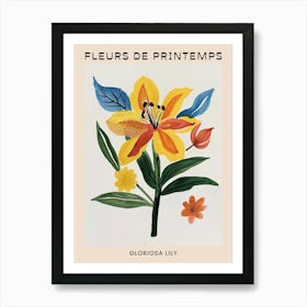 Spring Floral French Poster  Gloriosa Lily 3 Art Print