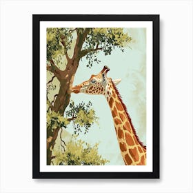 Giraffe Reaching Up To The Leaves 2 Art Print