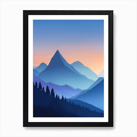 Misty Mountains Vertical Composition In Blue Tone 160 Art Print