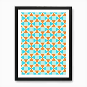 Retro Geometric Pattern - orange Art Print