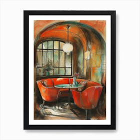 Cozy Cafe Corner Illustration 2 Art Print