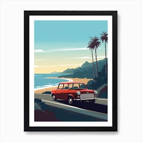 A Mini Cooper In The Pacific Coast Highway Car Illustration 4 Art Print