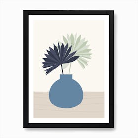 Vase With Two Fan Palm Leaves 1 Art Print
