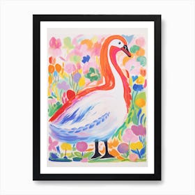 Colourful Bird Painting Swan 1 Art Print