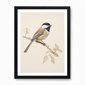 Vintage Bird Drawing Carolina Chickadee 2 Art Print