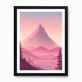 Misty Mountains Vertical Background In Pink Tone 65 Art Print