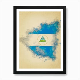 Nicaragua Flag Vintage Art Print